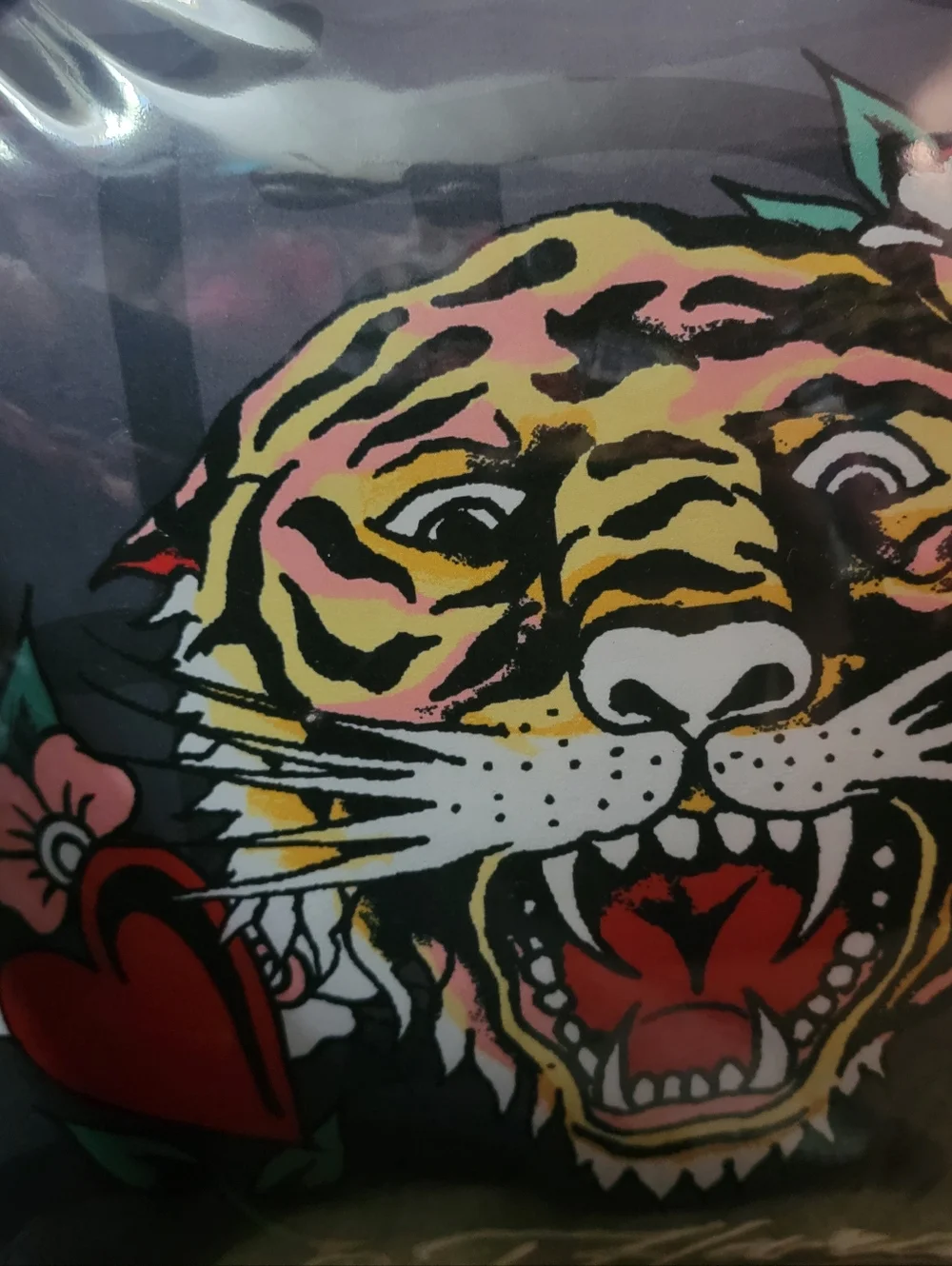 Ed Hardy Leopard & Tiger Print Plus 4 Piece Comforter Set with Red Accents New